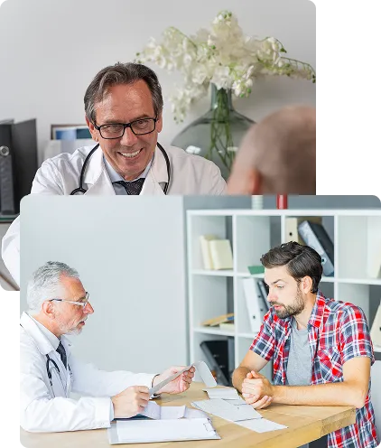 Patients consulting with doctors about adult circumcision.